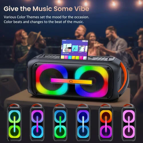 Miniatura 5 de JYX Altavoz Bluetooth con 2 subwoofers duales de 60 W de 6.5 pulgadas, sistema PA con 2 micrófonos inalámbricos, sonido estéreo TWS, graves