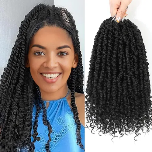 Miniatura 19 de Cabello de ganchillo Passion Twist, cabello Passion Twist pretrenzado, cabello Passion Twist de 10 pulgadas, trenzas de ganchillo cortas Passion
