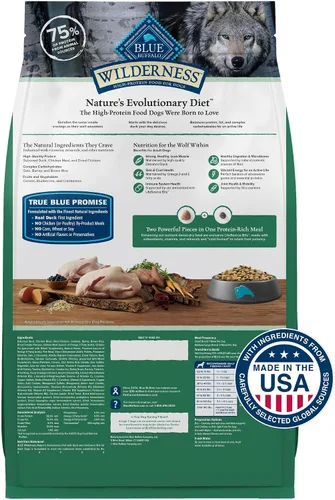 Miniatura 2 de Blue Buffalo Wilderness - Alimento seco natural con alto contenido proteínico y cereales saludables para perros adultos, pato, bolsa de 4.5 libras