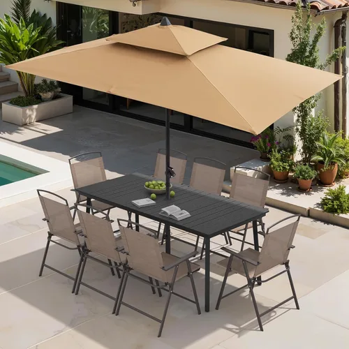 Miniatura 6 de Crestlive Products Juego de 4 sillas plegables para patio, paquete de 4, sillas de comedor al aire libre con reposabrazos para campamento, playa