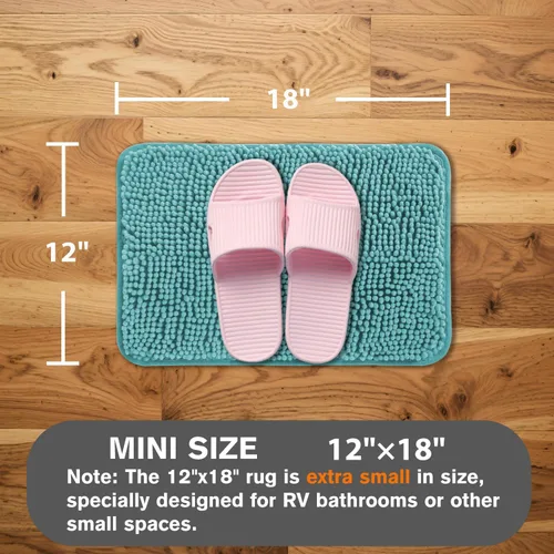 Miniatura 365 de Alfombra de baño pequeña de 12 x 18 pulgadas, lavable y absorbente, antideslizante, alfombra de baño de felpilla gruesa y suave para baño, ducha