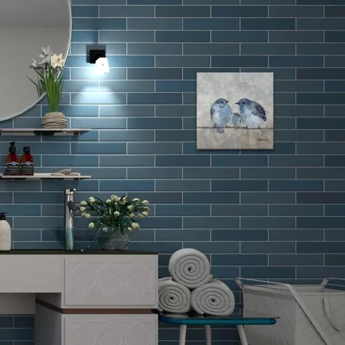 Miniatura 4 de Woxfcart Arte de pared azul para decoración de pájaros, impresión en lienzo de 12 x 12 pulgadas, cuadro familiar de pájaros para dormitorio, baño
