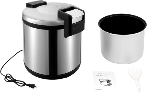 Miniatura 9 de Calentador de arroz eléctrico, calentador de arroz comercial de acero inoxidable resistente, con ajustes de temperatura, olla de arroz, calentador
