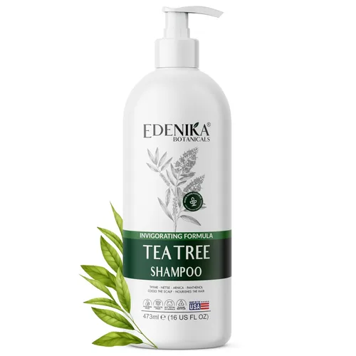 EDENIKA BOTANICALS Champú de aceite de árbol de té, limpieza profunda para acumulación y cuero cabelludo graso, alivia la picazón del cuero