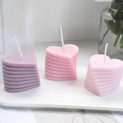 Miniatura 4 de 3 paquetes de moldes de vela en forma de corazón para bricolaje 3D de silicona para hacer velas de molde para hornear, molde de vela de jabón, molde