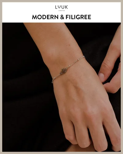 Miniatura 2 de LUUK LIFESTYLE Stainless steel bracelet with pendant and HAPPINESS card, filigree and minimalist women's jewelry, unique gift idea, lucky charm