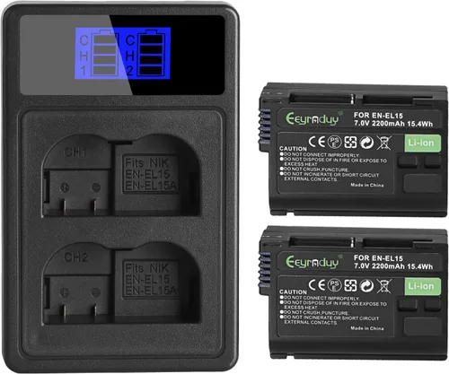 EN-EL15 Juego de baterías y cargador para Nikon Z6 Z6ii Z7 z7ii Z8 D750 D850 D7000 D7500 D7100 D7200 D500 D600 D610 D800 D810 D8500 Cámara 220 0 mAh