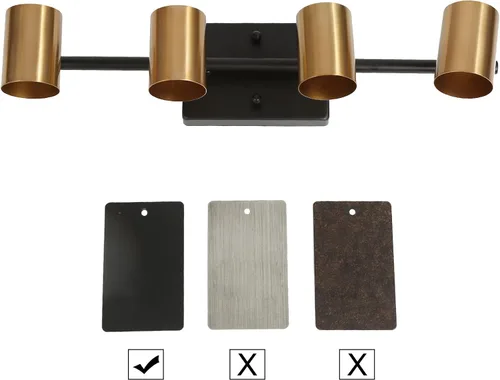 Miniatura 8 de ZEVNI Moderna luz LED de pista, iluminación de pista de 4 luces negras doradas, foco de barra de riel ajustable negro mate, 19.5 x 6.5 x 4.5 pulgadas