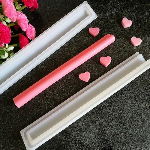 Miniatura 2 de Molde de jabón de silicona con columna de tubo de corazón EchoDone, molde de jabón en forma de corazón, suministros para hacer jabón, herramienta
