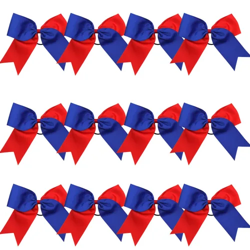 Miniatura 49 de Lazos de animadora jumbo de 8 pulgadas con diamantes de imitación brillantes para cola de caballo, lazos de porrista, 6 unidades, color negro
