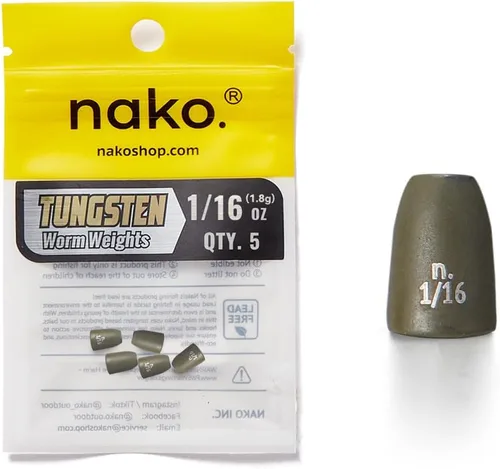 Miniatura 23 de Nako - Pesas de bala de tungsteno para pesca, de 1/32 oz a 3/4 oz, color calabaza negra y verde sin astillas, pesas de pesca para aparejo de Texas