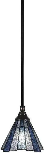 Miniatura 115 de Toltec Lighting Tallo Colgado Mini colgante, acabado de cobre negro, 3.5" cuadrado humo burbuja vidrio