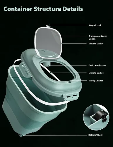 Miniatura 2 de Viretec Contenedores de almacenamiento de arroz y cereales, 20 a 50 libras Contenedores plegables dispensadores de alimentos secos con tapa abatible