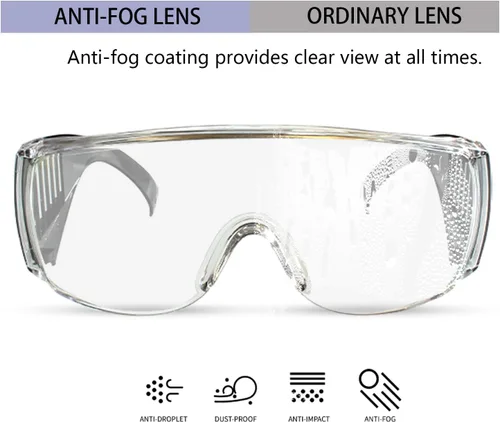Miniatura 3 de JING LEI Anteojos de seguridad antivaho para usar sobre anteojos, antipolvo, impactos, resistentes a los arañazos, a prueba de salpicaduras, Gris