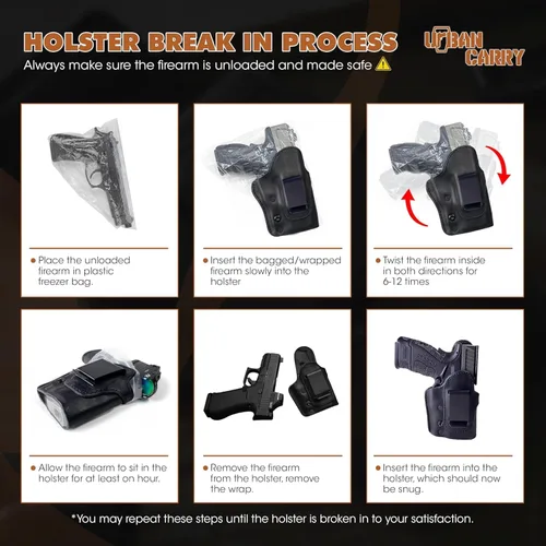 Miniatura 5 de Urban Carry LockLeather IWB Funda - Diseño híbrido seguro y cómodo de cuero/polímero para una ocultación óptima Opciones para mano izquierda