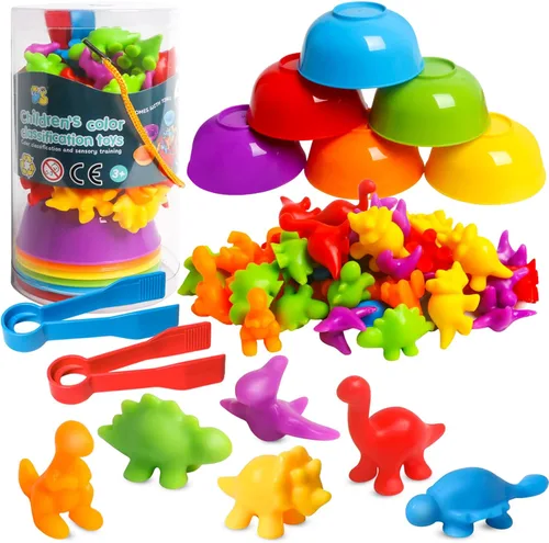 Juguetes de Dinosaurios para Contar Juegos de Correspondencia con Tazones de Clasificación Juguete de Clasificación para Niños Pequeños Actividades