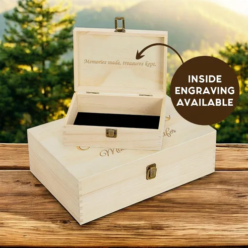 Miniatura 3 de Caja de Recuerdos de Madera Personalizada con Grabado Personalizado Caja de Memoria de Aventura para Parejas Recuerdos de Viaje Fotos Cartas - Cajas