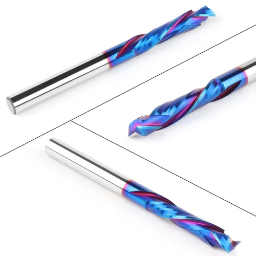Miniatura 6 de EANOSIC 5 brocas de compresión en espiral de 1/4 pulgadas, longitud de corte de 1-1/4 pulgadas, extralargas de 3 pulgadas, fresadora CNC de carburo