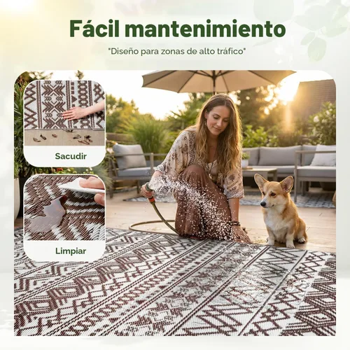 Miniatura 8 de MontVoo Alfombra de exterior impermeable de 5 x 8 pies, para patio al aire libre, pajita de plástico reversible, alfombra de exterior para caravana