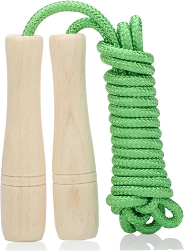 Miniatura 7 de Cuerda de saltar para niños, cuerda de saltar ajustable para niños pequeños con mango de madera, cuerda de saltar de 8.5 pies para niños y niñas Rojo