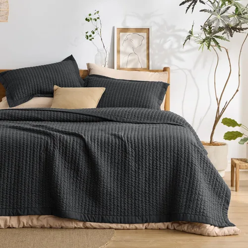 Miniatura 20 de Bedsure Colchas para niños tamaño individual – Juego de ropa de cama individual, edredón de edredón ligero a rayas neutrales, juego de 2 piezas
