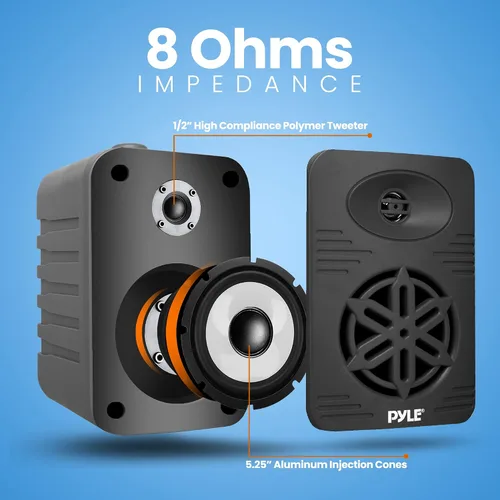 Miniatura 6 de PyleUsa Par de altavoces Bluetooth para interiores y exteriores, 500 W, doble impermeable, 5.25 pulgadas, sistema de altavoces de rango completo