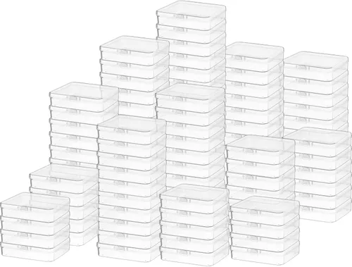 Miniatura 8 de SATINIOR 100 Piezas Cajas de Almacenamiento de Perlas de Plástico Transparente Cajas Pequeñas Claras con Tapa con Bisagras Estuche de Plástico