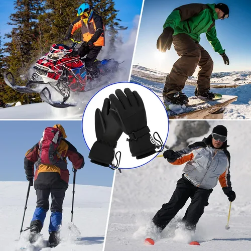 Miniatura 7 de Guantes de moto de nieve, guantes de esquí para hombres y mujeres, impermeables, resistentes al viento, guantes de snowboard para pantalla táctil