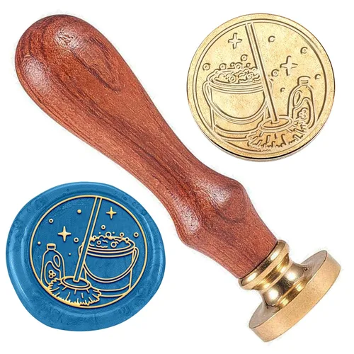 Miniatura 8 de Sello de sellado de cera de hongo de hada, 1 pulgada, diseño de ángel, cabeza de sello de cera extraíble de latón con mango de madera para boda