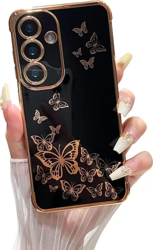 Miniatura 14 de ZTOFERA Funda de teléfono para Samsung Galaxy S23 Ultra 5G, elegante diseño de mariposa, para niñas y mujeres encantadoras, chapado suave, Negro