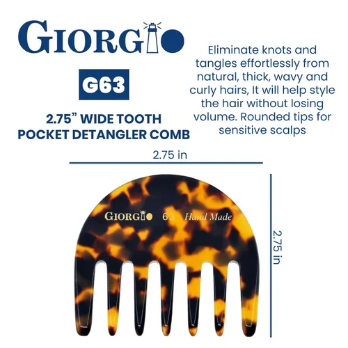 Miniatura 3 de Giorgio G63 - Peine desenredante de dientes anchos, peine de bolsillo y viaje para cabello grueso, desenredante de cabello para el cuidado diario