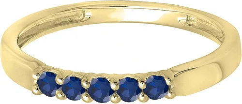 Miniatura 112 de Dazzlingrock Collection Anillo de boda redondo de 5 piedras preciosas o diamantes para mujer en oro macizo de 10 K/14 K/18 K