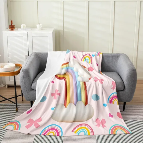 Miniatura 25 de Erosebridal Rainbow English Alphabet Fleece Throw Blanket 40"x50" - Ultra-Soft for Couch Sofa Bed,Cartoon Letters Flannel Blanket,Love Hearts Fuzzy