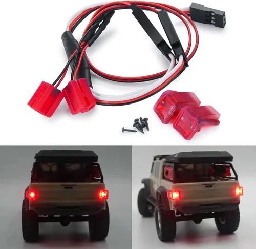 Miniatura 3 de RCLIONS RC LED Luz trasera lámpara trasera RC coche luces traseras color rojo para 1/24 Axial SCX24 AXI00005 Gladiator 1/24th 4WD RTR RC Camión