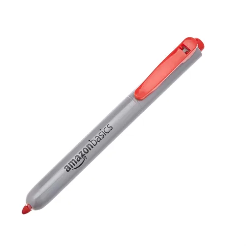 Amazon Basics Marcadores permanentes retráctiles, suministros de arte versátiles para el hogar, la escuela y la oficina, 12 unidades, colores