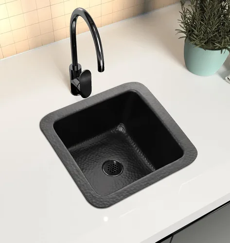 Miniatura 3 de Fregadero de cocina y barra Monarch Abode – Fregadero de bar de montaje dual de 12 pulgadas Glasgow, fregadero de aluminio negro mate martillado a