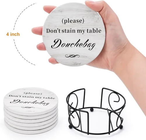 Miniatura 3 de Regalos de elefante blanco para adultos, divertidos posavasos juego de 6 con soporte, relleno de calcetines de Navidad para hombres y mujeres