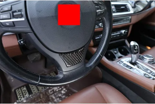Miniatura 4 de YIWANG - Pegatina de fibra de carbono para el interior del volante, para BMW Serie 5 F10 F18 2011-2017