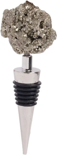 Miniatura 2 de AMOYSTONE Tapón para botella de vino de pirita natural con sello de aleación hermético para decoración de bar de cocina, adorno de estante de piedra