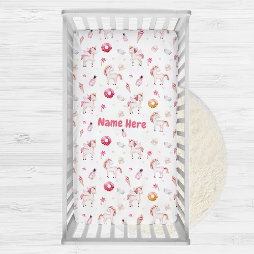 Miniatura 7 de Sábanas personalizadas para cuna de bebé arcoíris colorido con nombre, paquete personalizado y sábanas de juego para niñas bebés, sábanas de colchón