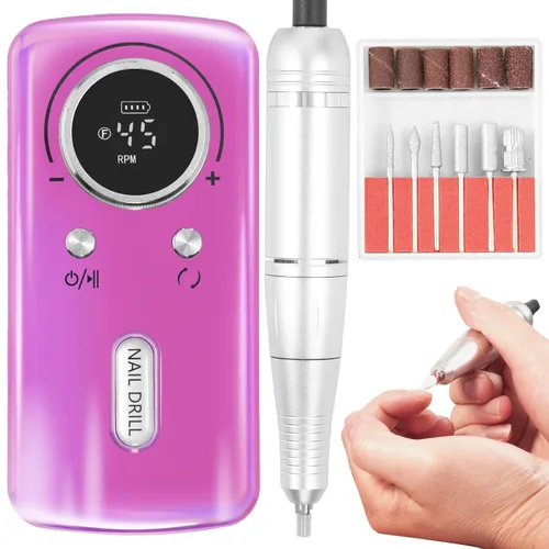 Miniatura 12 de SAVILAND Taladro de uñas profesional 40000 RPM: kit de taladro eléctrico portátil para uñas, máquina de lima con brocas de uñas de cerámica y bandas
