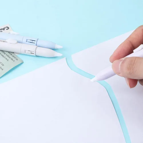 Miniatura 5 de Tijeras de estilo mini bolígrafo púrpura, tijeras portátiles plegables para estudiantes con cubierta, tijeras de cerámica de acero inoxidable