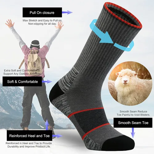 Miniatura 3 de Ortis Calcetines acolchados de lana merino para hombre con control de humedad y peso ligero, transpirable para senderismo al aire libre y ciclismo