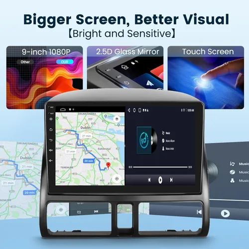 Miniatura 7 de Radio Estéreo de Coche con Audio HiFi para Honda CRV 2002-2006, Pantalla Táctil HD de 9 Pulgadas Android 13 GPS WiFi Bluetooth FM/RDS Cámara