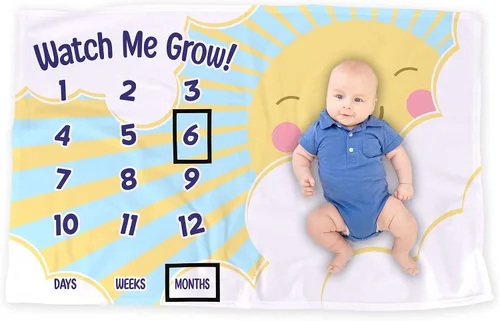 LOGOVISION Manta Watch Me Grow Baby Milestone, 36 x 58 pulgadas, unisex, para bebé niño y niña