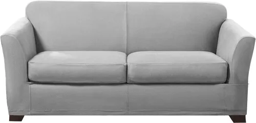 SureFit Ultimate Stretch - Funda de piel para sofá biplaza de 3 piezas, color gris claro