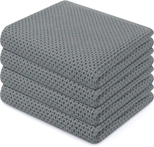 Miniatura 129 de Homaxy Paños de cocina de 100% algodón con tejido de gofre, ultra suaves, absorbentes, de secado rápido, 12 x 12 pulgadas, paquete de 6, amarillo