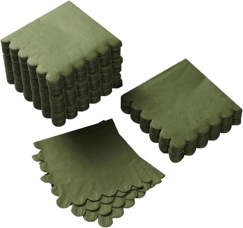 Miniatura 13 de 100 paquete de servilletas de cóctel de 2 capas con borde festoneado, servilletas de postre plegadas de 5 x 5 pulgadas, servilletas desechables