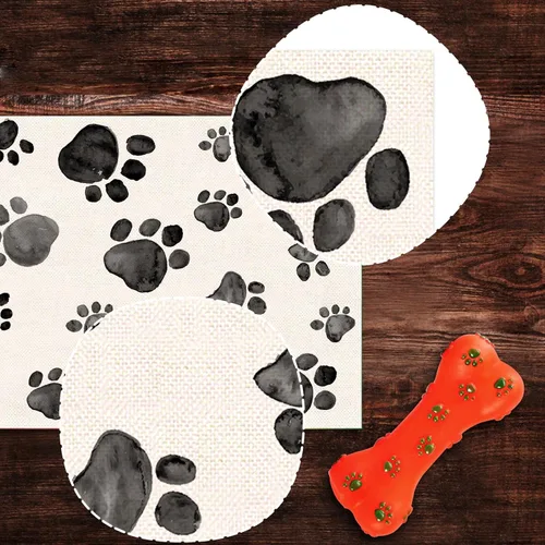 Miniatura 3 de Nepnuser Camino de mesa con estampado de patas de perro, cachorro, decoración de fiesta de cumpleaños, granja, comedor, cocina, decoración del hogar
