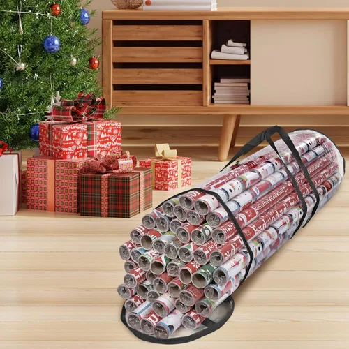 Miniatura 8 de Bolsa de almacenamiento de papel de regalo, organizador de papel de regalo, se adapta a rollos de 40 pulgadas de largo, con capacidad para hasta 24